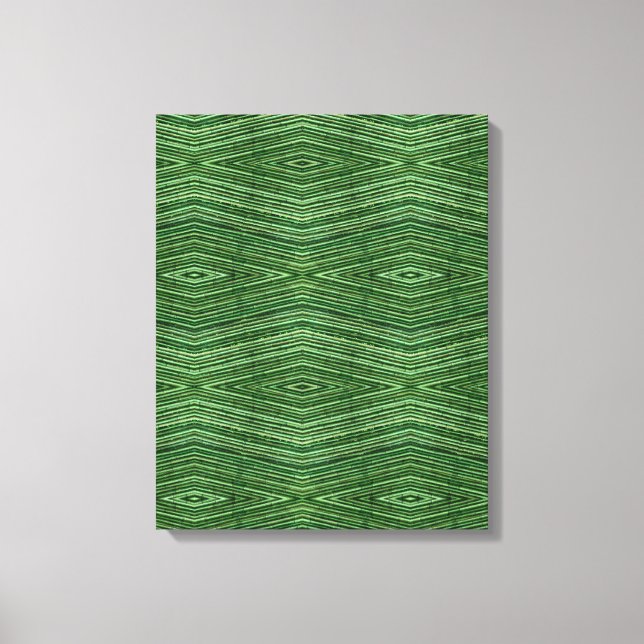 Green Bamboo Modern Diamond Pattern Canvas Print (Front)