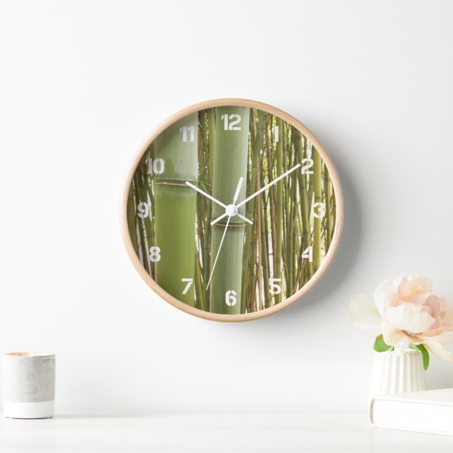 Green Bamboo Plants Botanical Clock (Home)