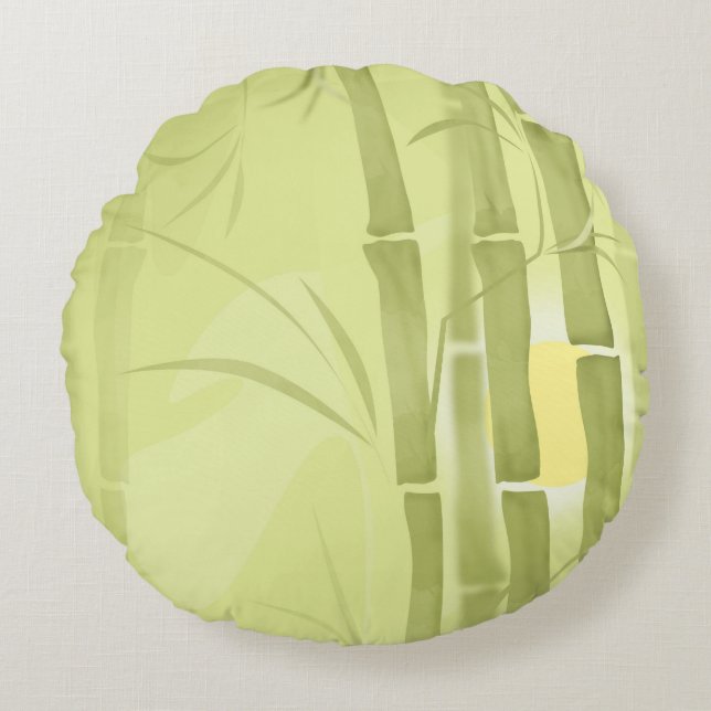 Green bamboo round cushion (Front)