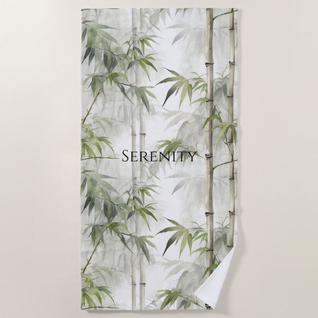 Green Bamboo Serenity Beach Towel (Front)