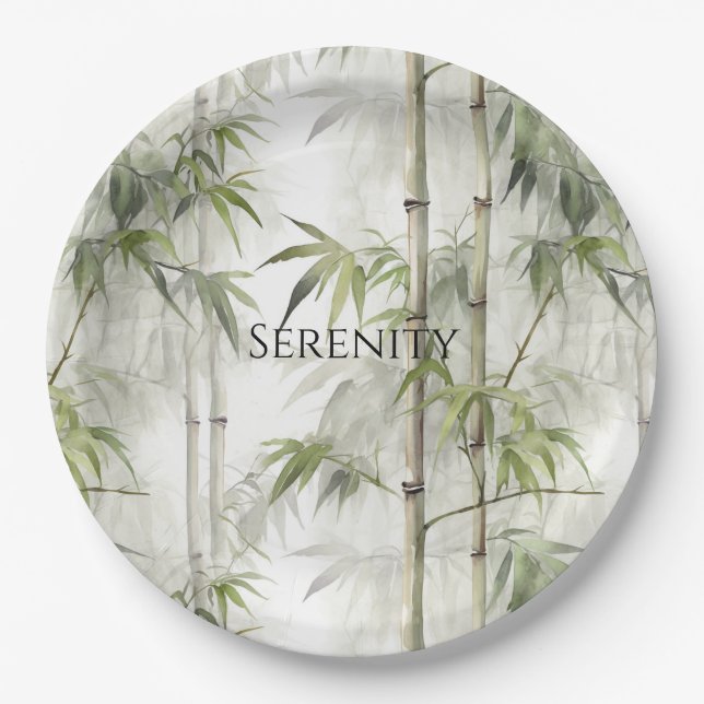 Green Bamboo Serenity Paper Plate (Front)