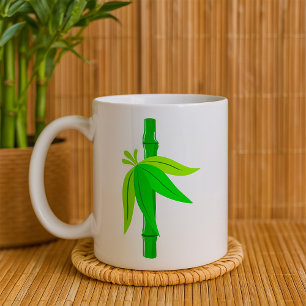 Green Bamboo Stalk with Tropical Leaves Coffee Mug
