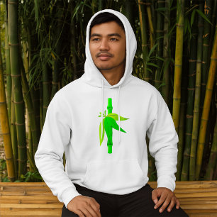 Green Bamboo Stalk with Tropical Leaves  Hoodie