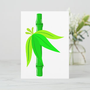 Green Bamboo Stalk with Tropical Leaves  Invitation