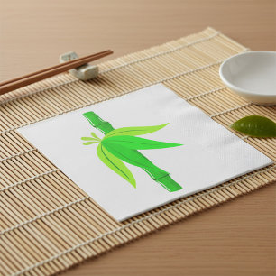 Green Bamboo Stalk with Tropical Leaves Napkin