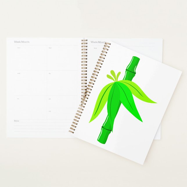 Green Bamboo Stalk with Tropical Leaves  Planner (Creator Uploaded)