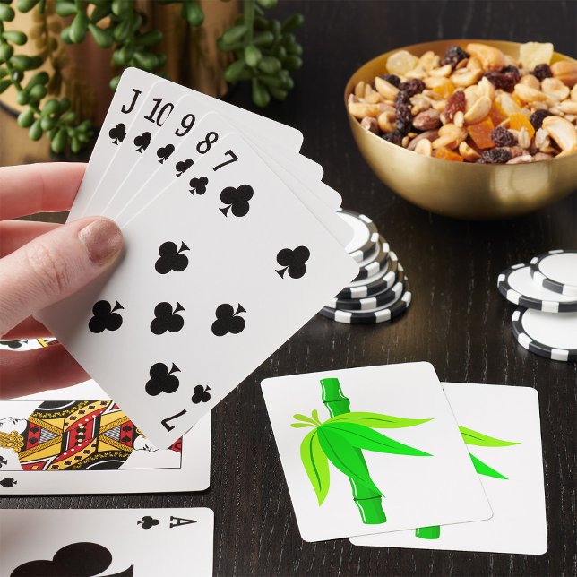 Green Bamboo Stalk with Tropical Leaves  Playing Cards (Creator Uploaded)