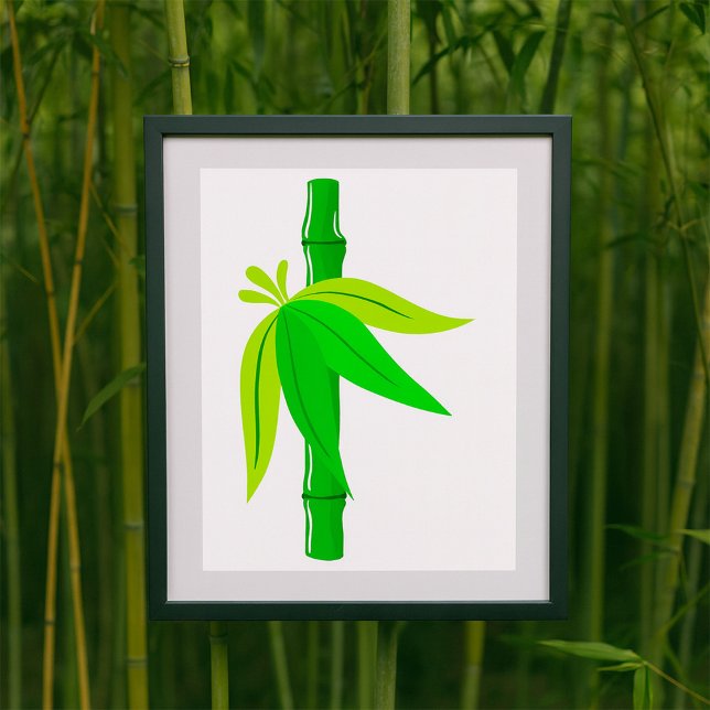 Green Bamboo Stalk with Tropical Leaves  Poster (Creator Uploaded)