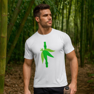 Green Bamboo Stalk with Tropical Leaves T-Shirt