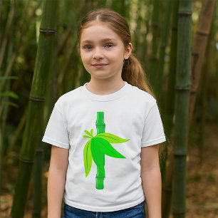 Green Bamboo Stalk with Tropical Leaves  T-Shirt