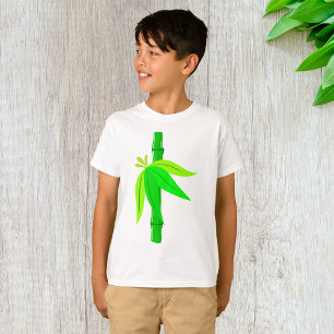 Green Bamboo Stalk with Tropical Leaves T-Shirt
