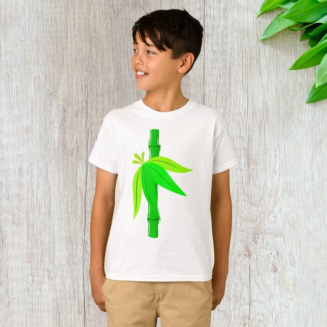 Green Bamboo Stalk with Tropical Leaves  T-Shirt (Creator Uploaded)