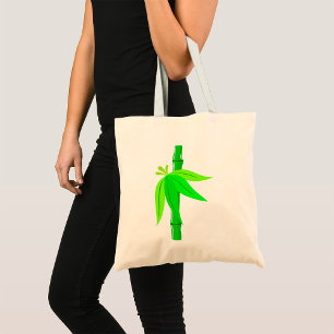 Green Bamboo Stalk with Tropical Leaves  Tote Bag