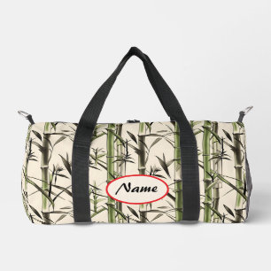 Green Bamboo Stalks and Leaves Duffle Bag