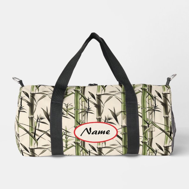 Green Bamboo Stalks and Leaves Duffle Bag (Front)