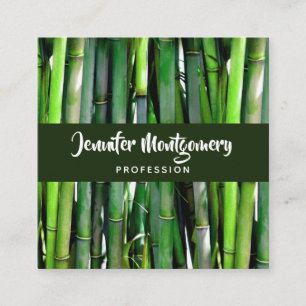 Green Bamboo Stalks Nature Photography Square Business Card