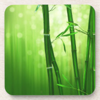 Green Bamboo With Pale Bokeh Lights In The Back