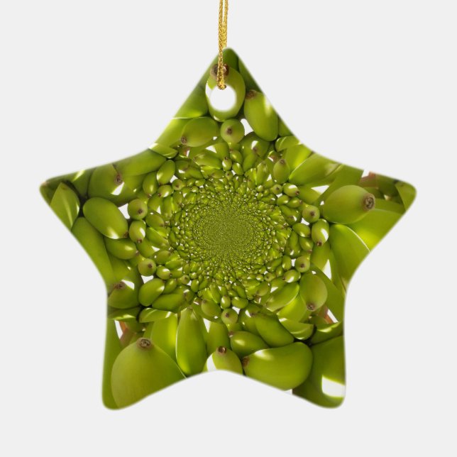 Green Banana Kaleidoscope Art Print/Graphic Ceramic Tree Decoration (Front)