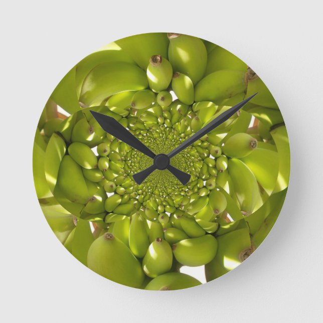 Green Banana Kaleidoscope Art Print/Graphic Round Clock (Front)