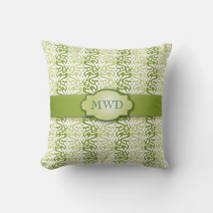 Green Banded Pattern Monogram Cushion