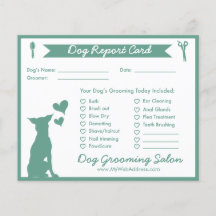 Green Banner Silhouette Dog Grooming Report Card