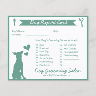 Green Banner Silhouette Dog Grooming Report Card