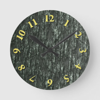 Green Bark Camo Round Clock