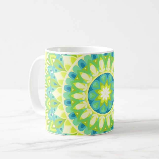 Green Base Mandala Mug (Front Left)