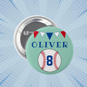 Green Baseball Ball Bunting Flags Kids Birthday  6 Cm Round Badge