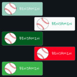 Green Baseball Ball Sports Name<br><div class="desc">Modern Sports Green Baseball Kids Labels with Name. Cute and colourful kids labels with a name - a great way to personalise children`s notebooks, toys, shoes, backpacks, clothes and everything else that leave the house. This simple and cute design features a baseball on a background in different colours - green,...</div>