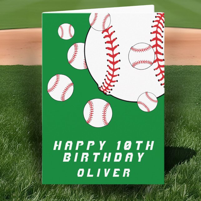 Green Baseball Balls Kids Boy Happy Birthday Card (Creator Uploaded)