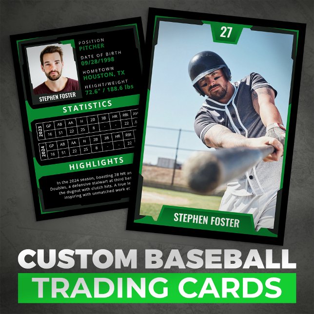 Green Baseball Trading Card - Player Profile (Creator Uploaded)
