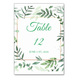 Green Basil Leaves Border Thunder_Cove  Table Number