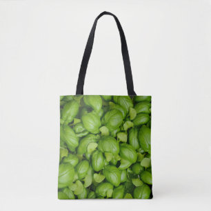 Green basil leaves tote bag