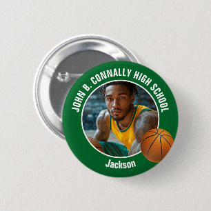 Green Basketball Player Photo High School Spirit 6 Cm Round Badge