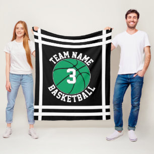 Green Basketball Team Name & Player Number Sports Fleece Blanket