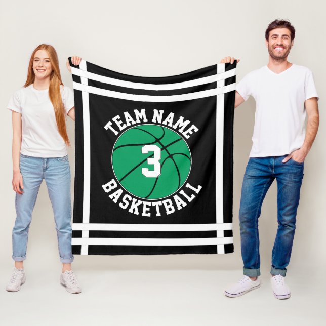 Green Basketball Team Name & Player Number Sports Fleece Blanket (In Situ)