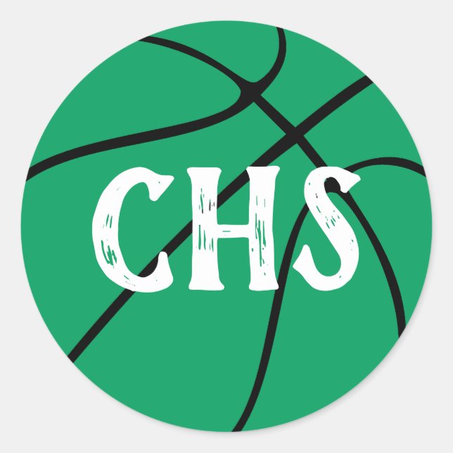 Green Basketball Team Party, Pep Rally or Event Classic Round Sticker (Front)