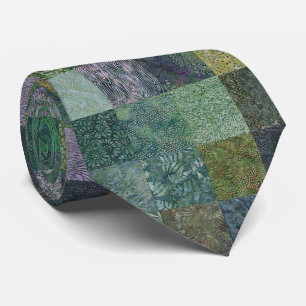 Green Batik Patchwork Tie