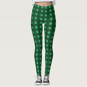 Green Baubles With Trailing Ribbons Leggings