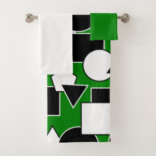Green Bauhaus Collage Bath Towel Set
