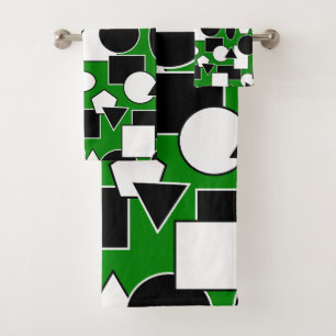Green Bauhaus Collage Bath Towel Set