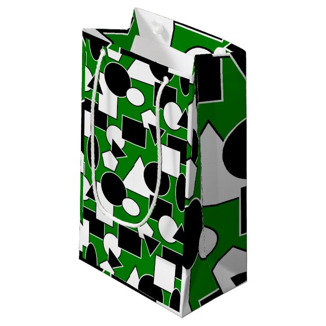 Green Bauhaus Collage  Small Gift Bag (Front Angled)