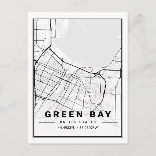 Green Bay Wisconsin USA Travel City Map Postcard (Front)