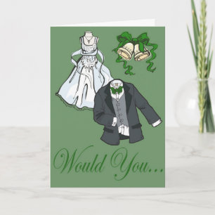 Green Be my matron of honour Invitation