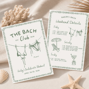 Green Beach Bachelorette Weekend Itinerary Invitation