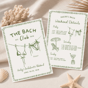 Green Beach Bachelorette Weekend Itinerary Invitation