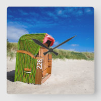 Green Beach chair at the North Sea