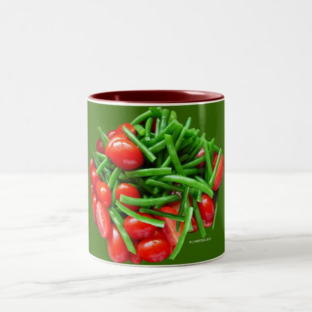 Green Bean and Tomatoes Two-Tone Coffee Mug (Center)