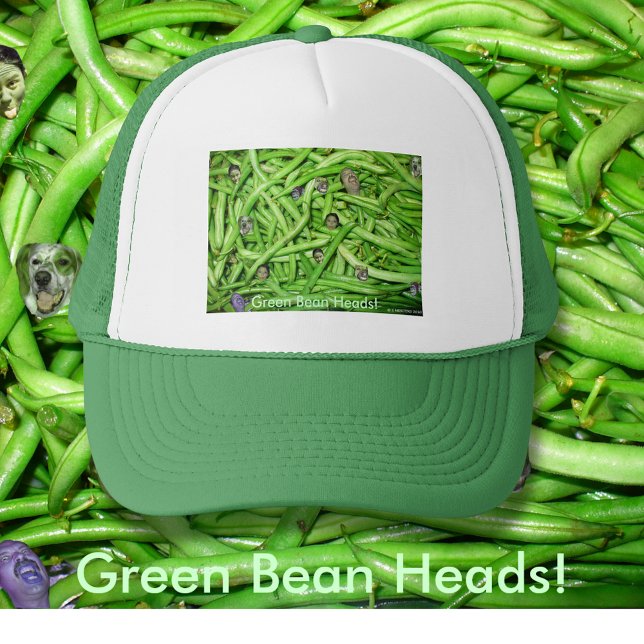 Green Bean Heads Funny Photo Garden Faces Trucker Hat (Green Bean Heads Funny Photo Garden Faces Trucker Hat)